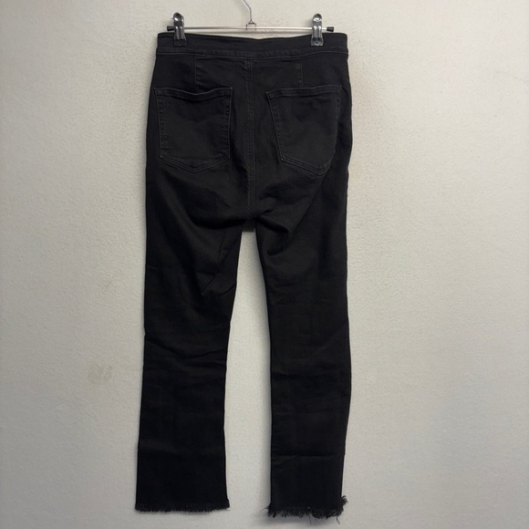 LOFT Flare Crop Black Fray Button Apron Nautical Jeans 2/26 - Picture 2 of 8